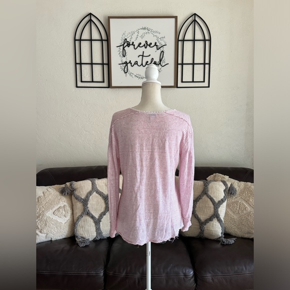 Sundance 100% Linen White Red Stripe Mariner Journey Hi-Low Hem Top Size S Beach - Picture 5 of 14